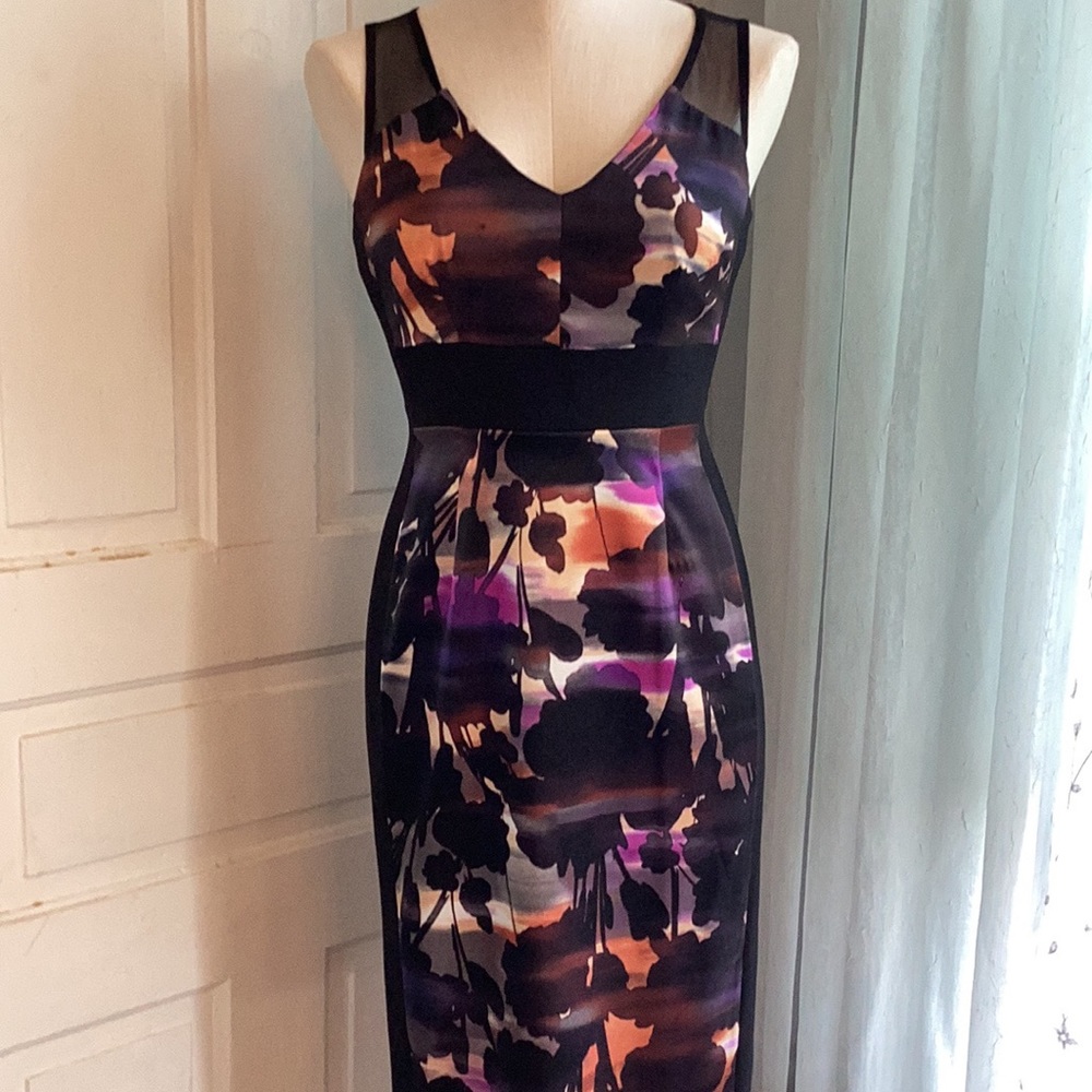 Abstract Floral ‘London Times’ Wiggle Dress